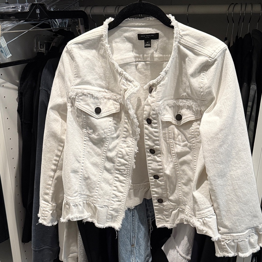 Ann Taylor White Denim Jacket